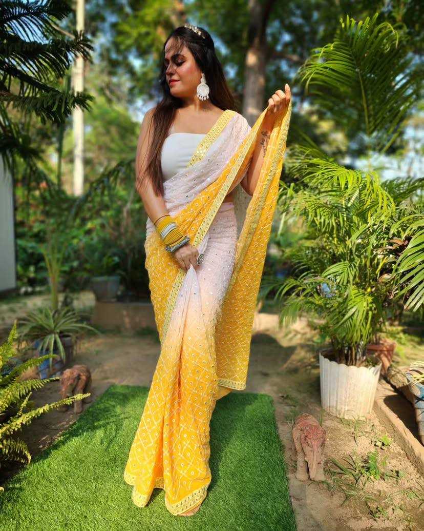 Ynf Faux Georgette KESH556 308 Sarees Wholesale Sequence Sarees Embroidered Sarees Manufacturer