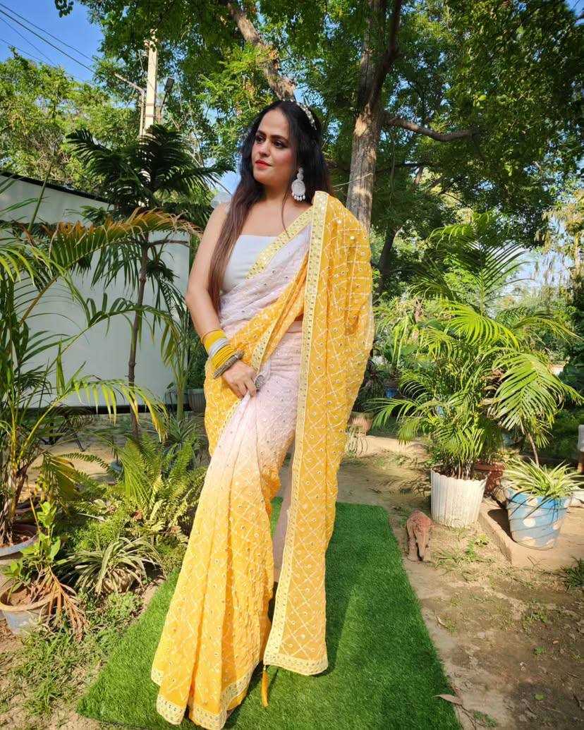 Ynf Faux Georgette KESH556 308 Sarees Wholesale Sequence Sarees Embroidered Sarees Manufacturer