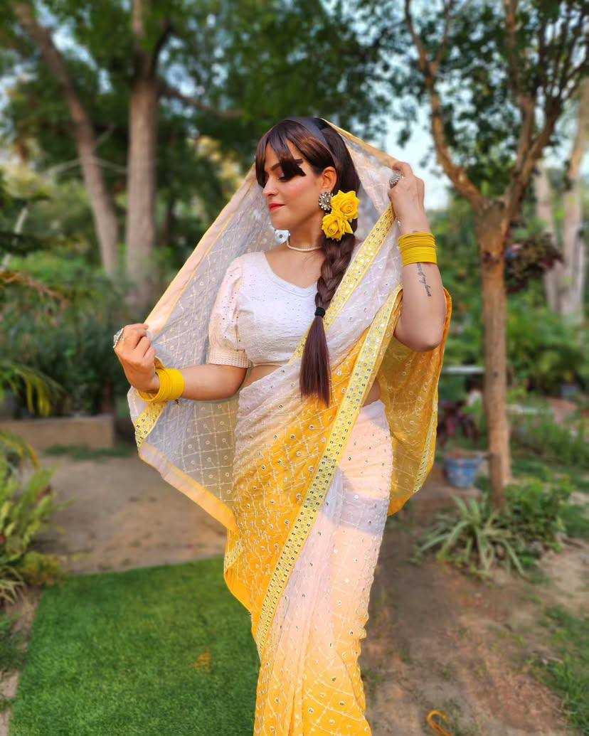 Ynf Faux Georgette KESH556 308 Sarees Wholesale Sequence Sarees Embroidered Sarees Manufacturer