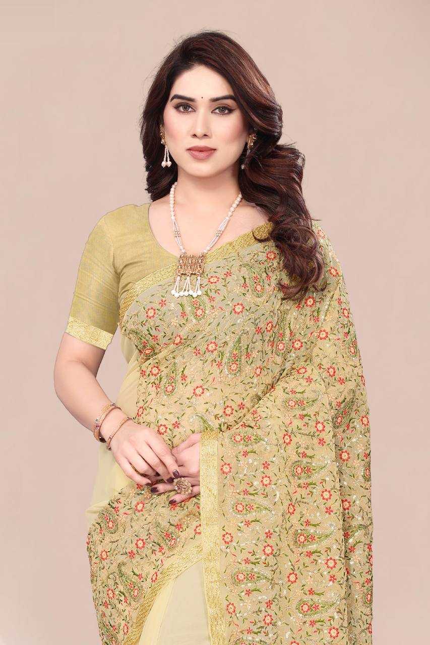 Ynf Faux Georgette KESH556 314 Sarees Wholesale Work Sarees Embroidered Sarees Manufacturer