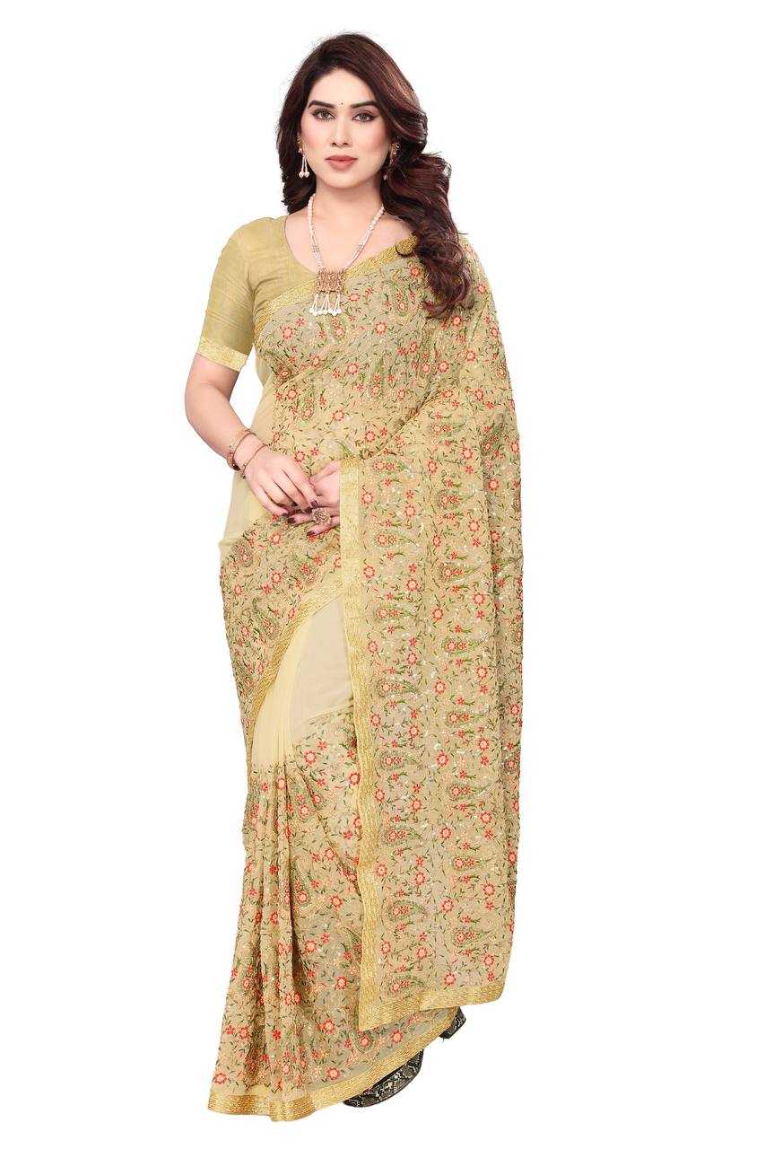 Ynf Faux Georgette KESH556 314 Sarees Wholesale Work Sarees Embroidered Sarees Manufacturer