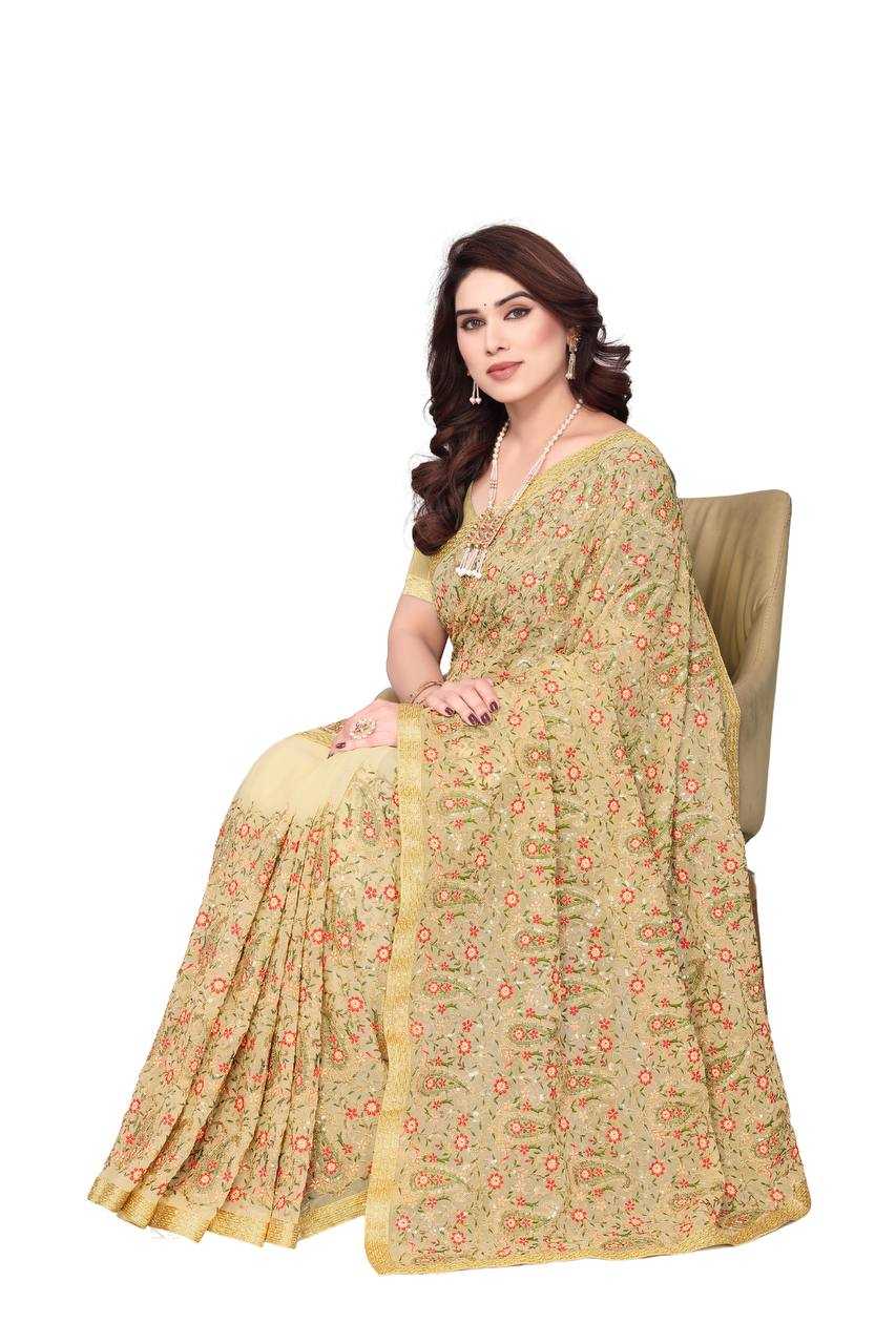 Ynf Faux Georgette KESH556 314 Sarees Wholesale Work Sarees Embroidered Sarees Manufacturer