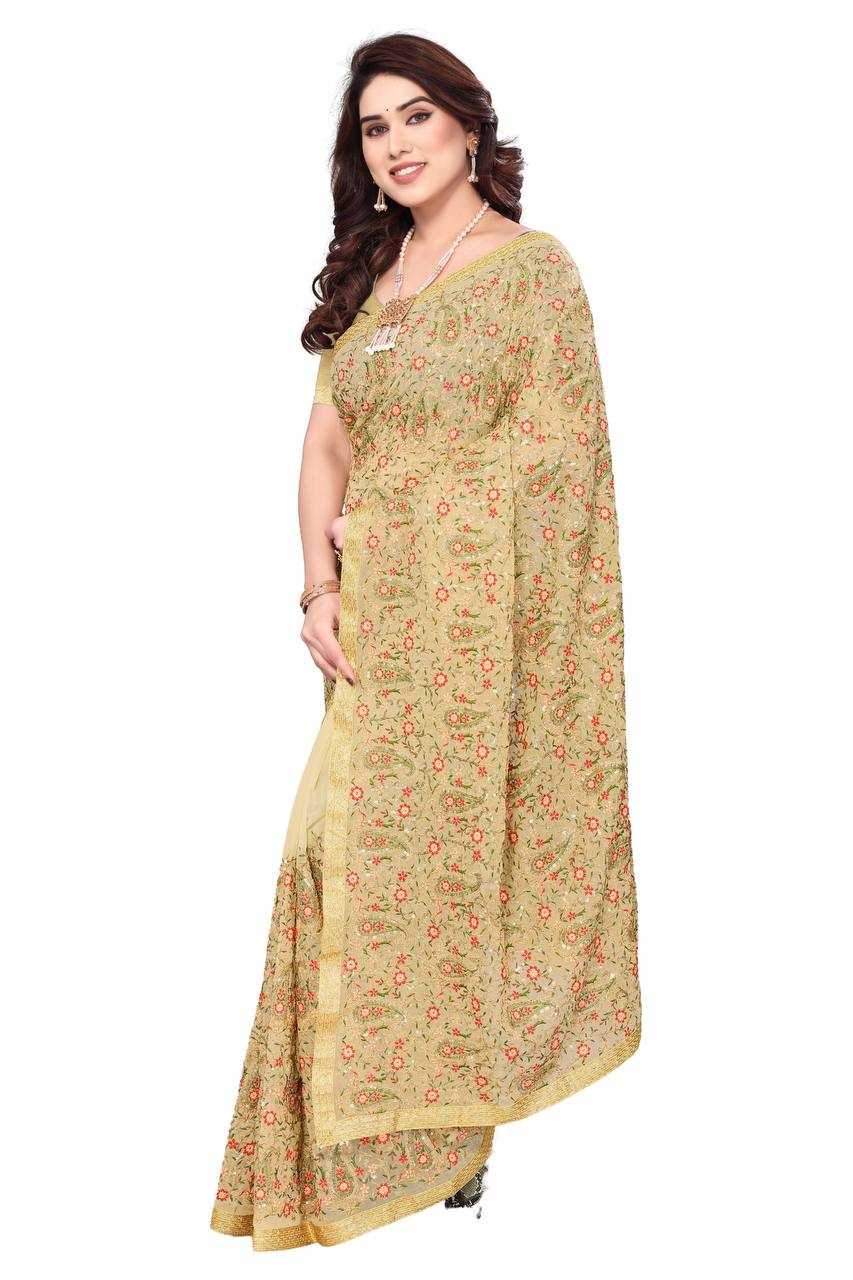 Ynf Faux Georgette KESH556 314 Sarees Wholesale Work Sarees Embroidered Sarees Manufacturer