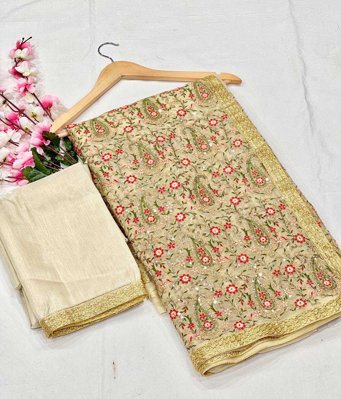 Ynf Faux Georgette KESH556 314 Sarees Wholesale Work Sarees Embroidered Sarees Manufacturer