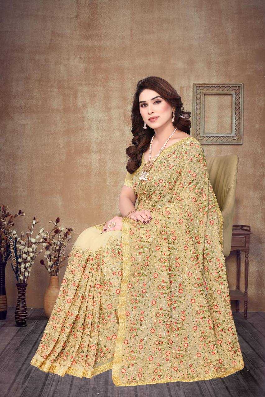 Ynf Faux Georgette KESH556 314 Sarees Wholesale Work Sarees Embroidered Sarees Manufacturer