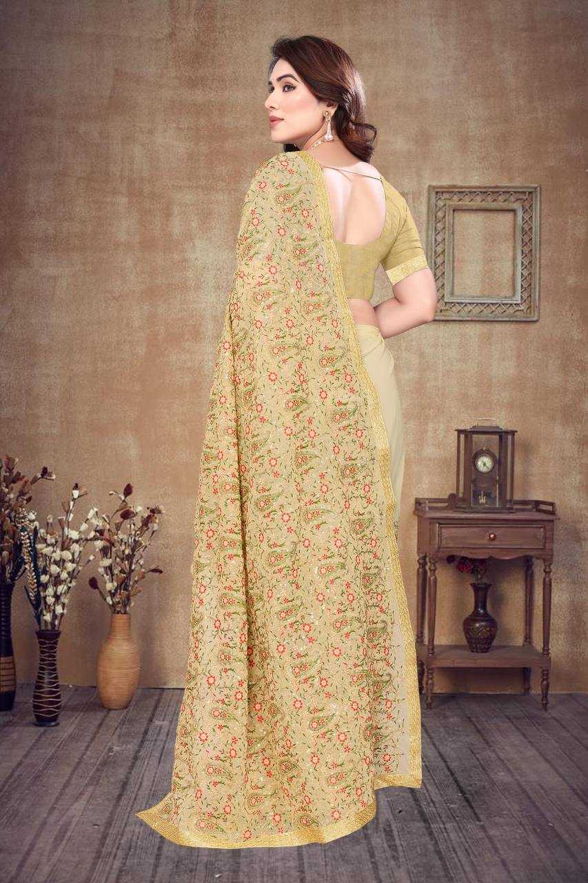 Ynf Faux Georgette KESH556 314 Sarees Wholesale Work Sarees Embroidered Sarees Manufacturer