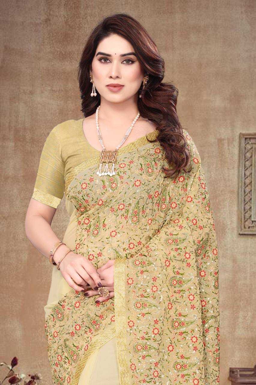 Ynf Faux Georgette KESH556 314 Sarees Wholesale Work Sarees Embroidered Sarees Manufacturer