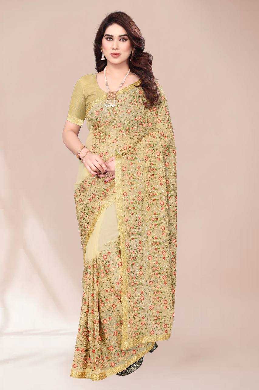 Ynf Faux Georgette KESH556 314 Sarees Wholesale Work Sarees Embroidered Sarees Manufacturer