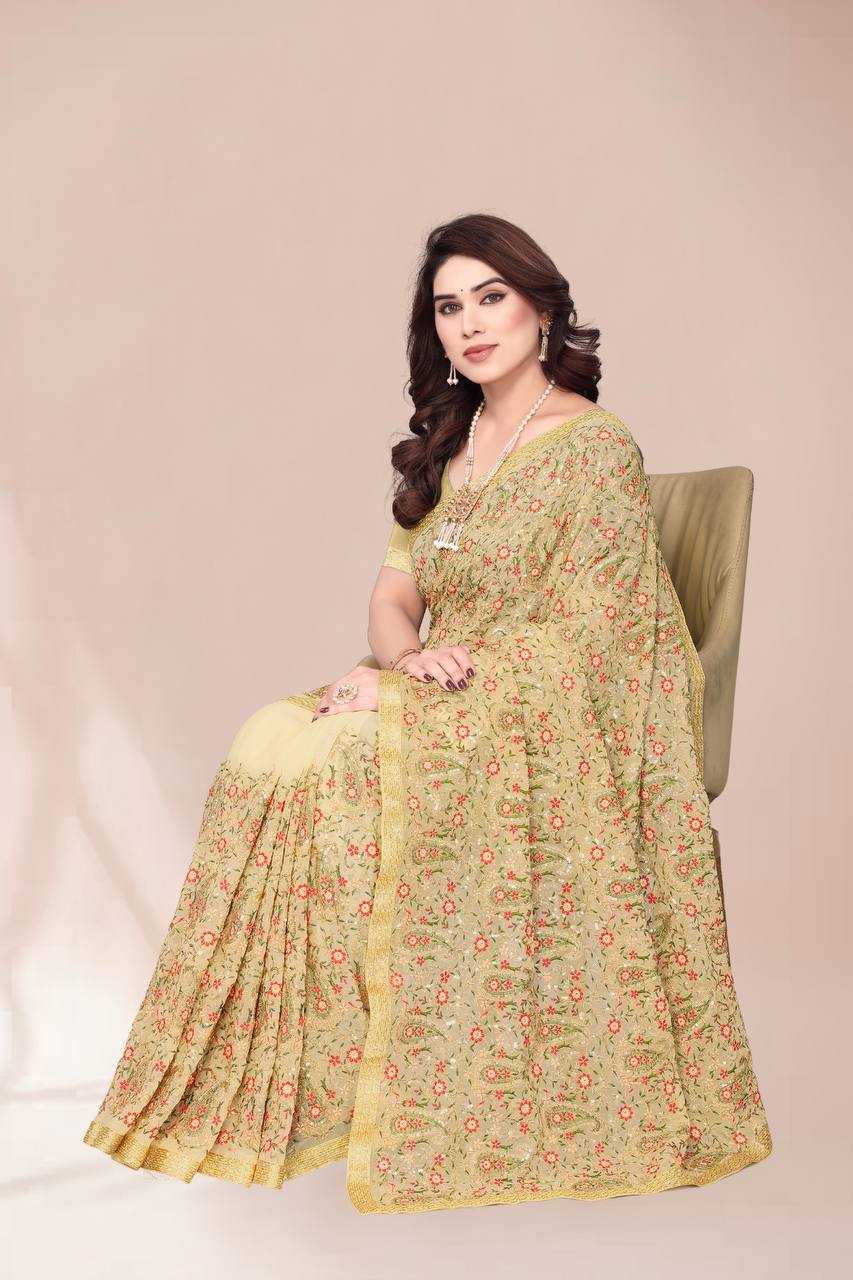Ynf Faux Georgette KESH556 314 Sarees Wholesale Work Sarees Embroidered Sarees Manufacturer