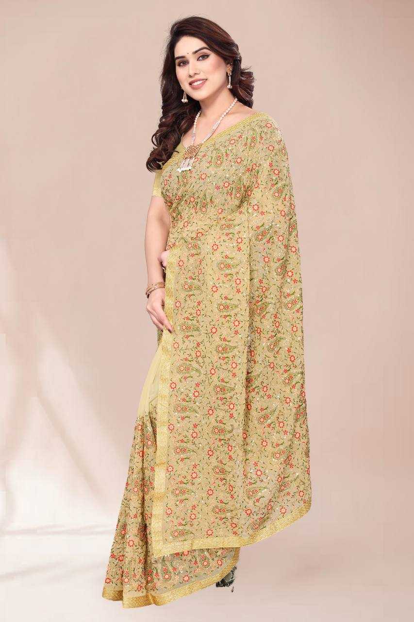 Ynf Faux Georgette KESH556 314 Sarees Wholesale Work Sarees Embroidered Sarees Manufacturer