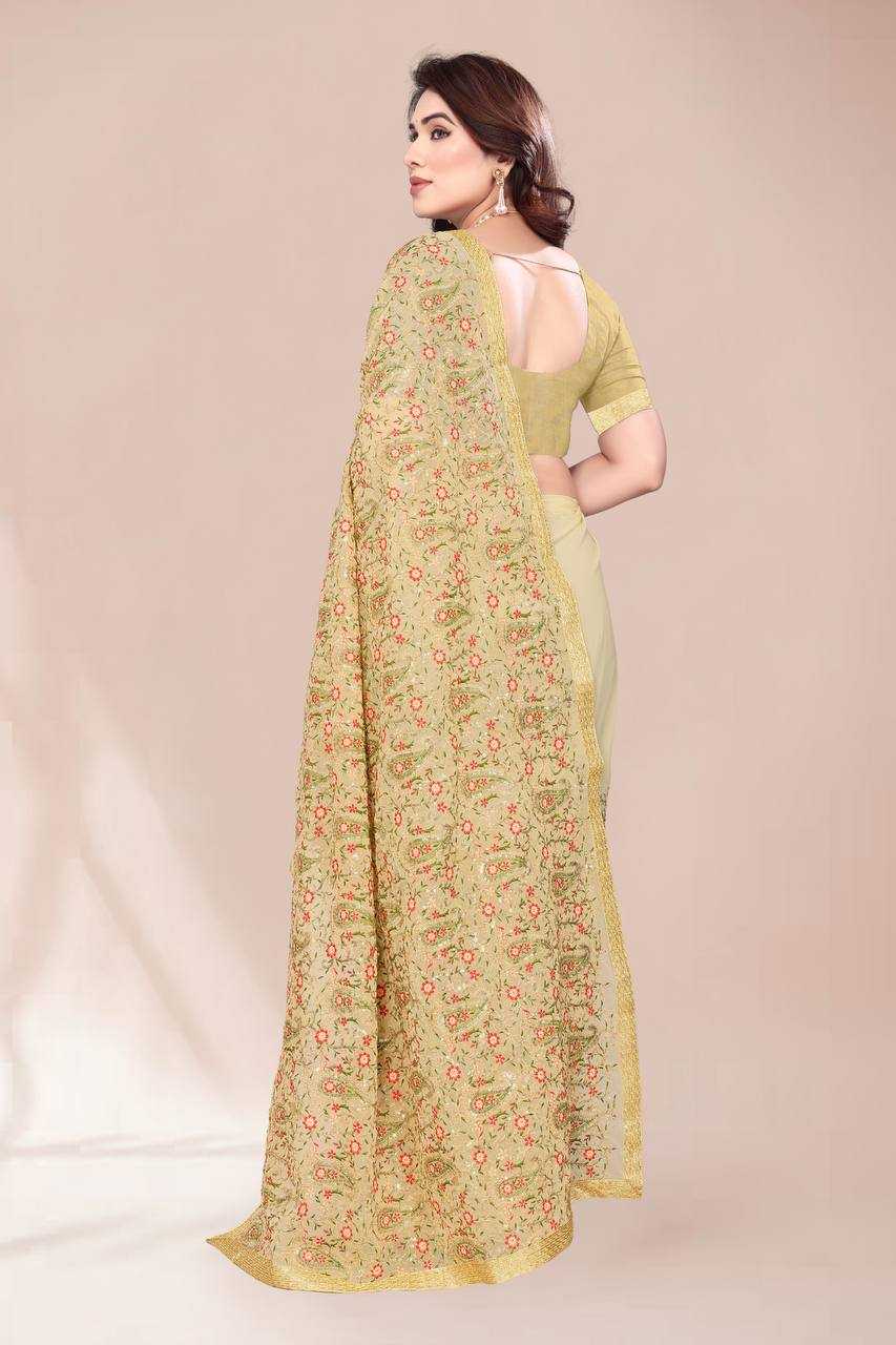 Ynf Faux Georgette KESH556 314 Sarees Wholesale Work Sarees Embroidered Sarees Manufacturer