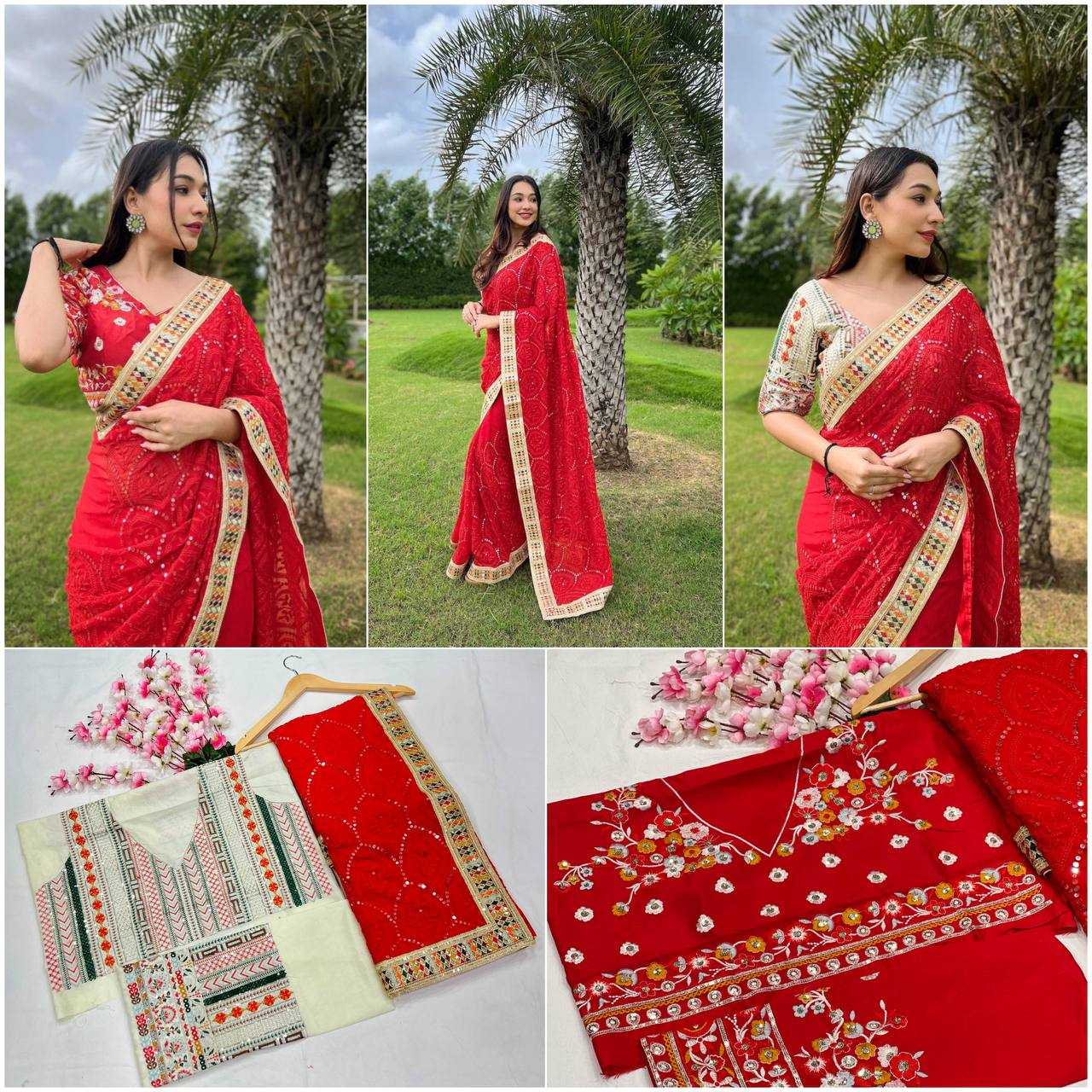 Ynf Faux Georgette KESH556 315 Sarees Wholesale Georgette Sarees Sequence Sarees Manufacturer