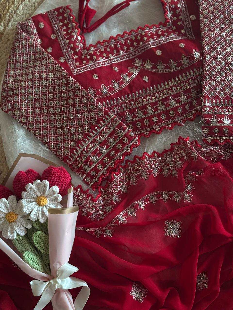 Ynf Faux Georgette RIN105 Sun-Flower Sarees Wedding Collections Festive Collections Wholesale Georgette Sarees Embroidered Sarees Sarees With Blouse Manufacturer