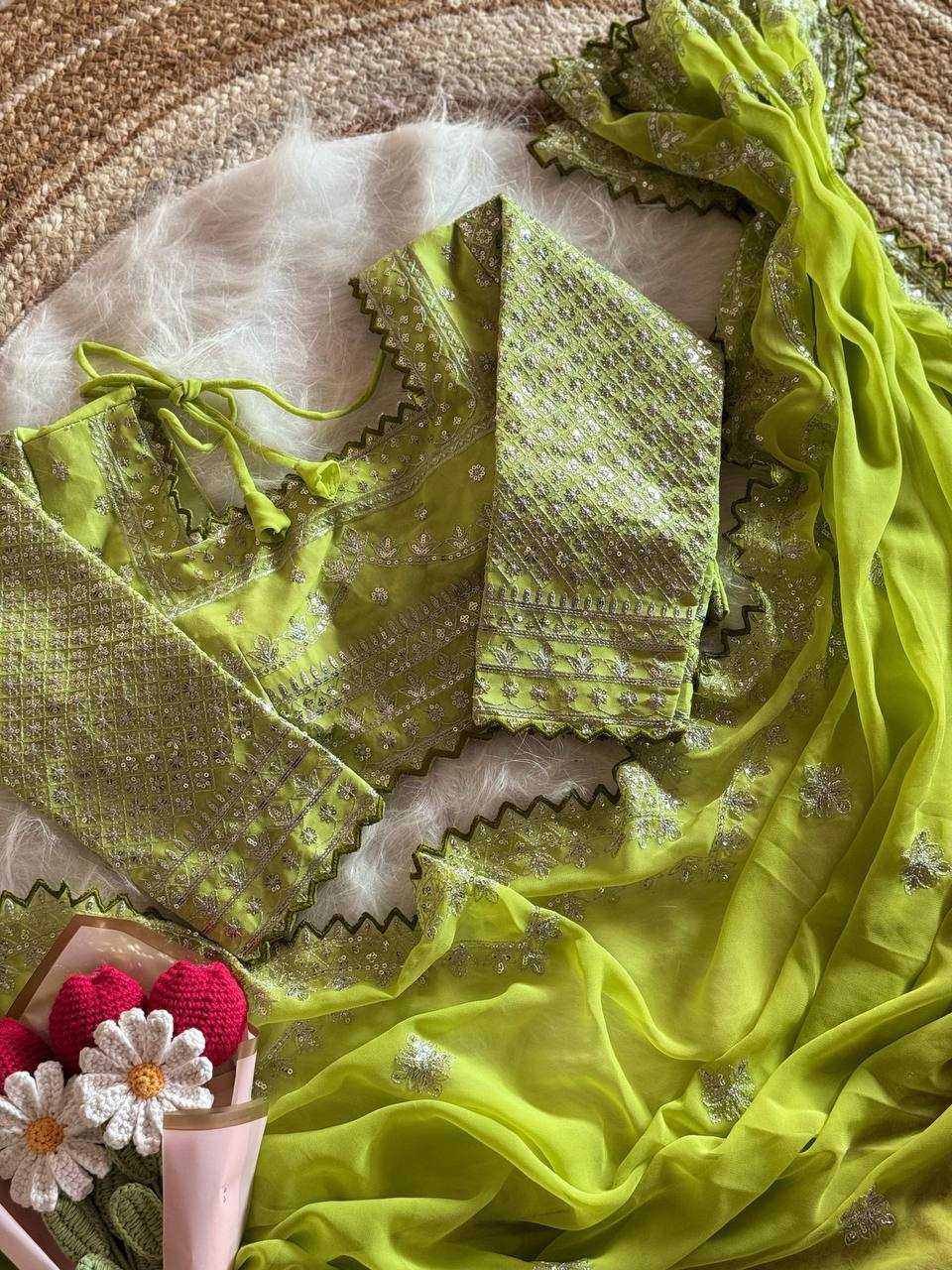 Ynf Faux Georgette RIN105 Sun-Flower Sarees Wedding Collections Festive Collections Wholesale Georgette Sarees Embroidered Sarees Sarees With Blouse Manufacturer