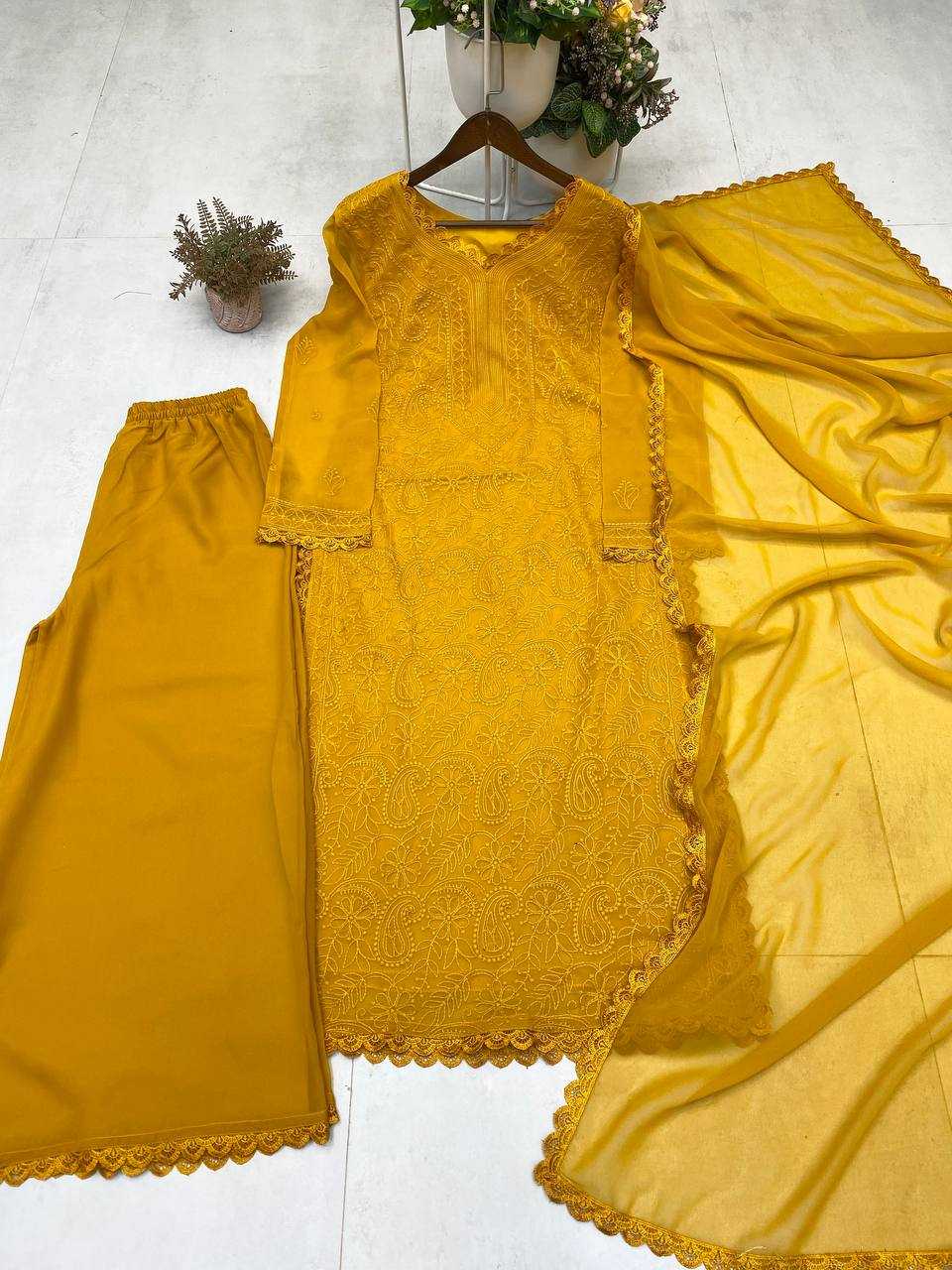 Ynf Faux Georgette RIN110 170 Kurti Wholesale Embroidered Kurtis Kurti With Palazzo Manufacturer