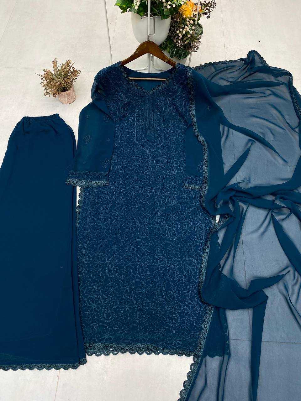 Ynf Faux Georgette RIN110 170 Kurti Wholesale Embroidered Kurtis Kurti With Palazzo Manufacturer