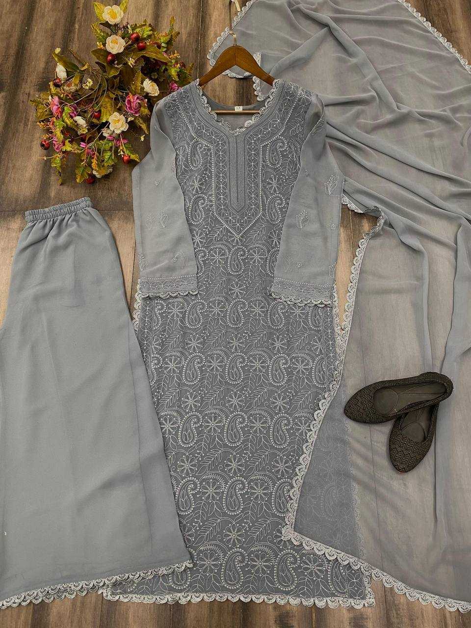 Ynf Faux Georgette RIN110 170 Kurti Wholesale Embroidered Kurtis Kurti With Palazzo Manufacturer