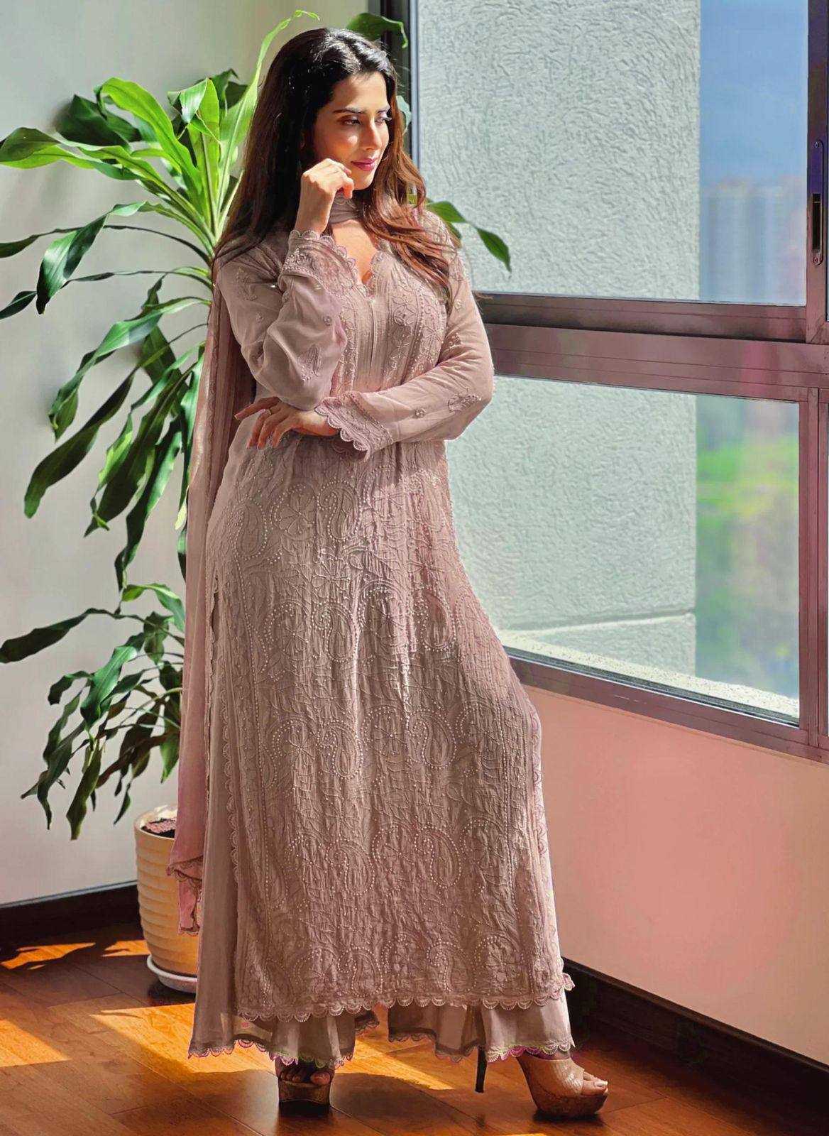 Ynf Faux Georgette RIN110 170 Suits & Dresses Wedding Collections Festive Collections Wholesale Embroidery Suits Palazzo Suit Georgette Suit Manufacturer