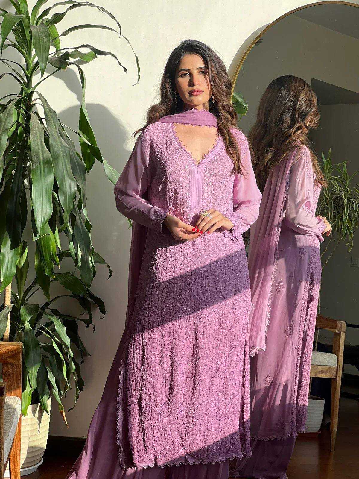 Ynf Faux Georgette RIN110 170 Suits & Dresses Wedding Collections Festive Collections Wholesale Embroidery Suits Palazzo Suit Georgette Suit Manufacturer