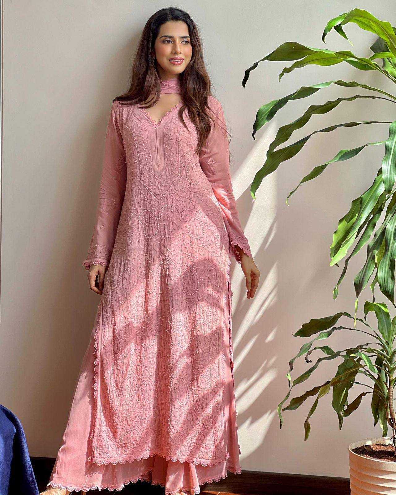 Ynf Faux Georgette RIN110 170 Suits & Dresses Wedding Collections Festive Collections Wholesale Embroidery Suits Palazzo Suit Georgette Suit Manufacturer