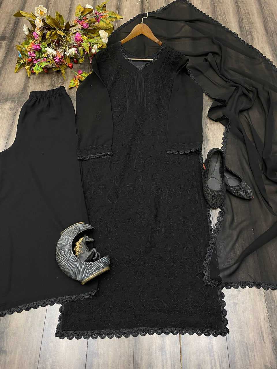 Ynf Faux Georgette RIN110 170 Suits & Dresses Wedding Collections Festive Collections Wholesale Embroidery Suits Palazzo Suit Georgette Suit Manufacturer
