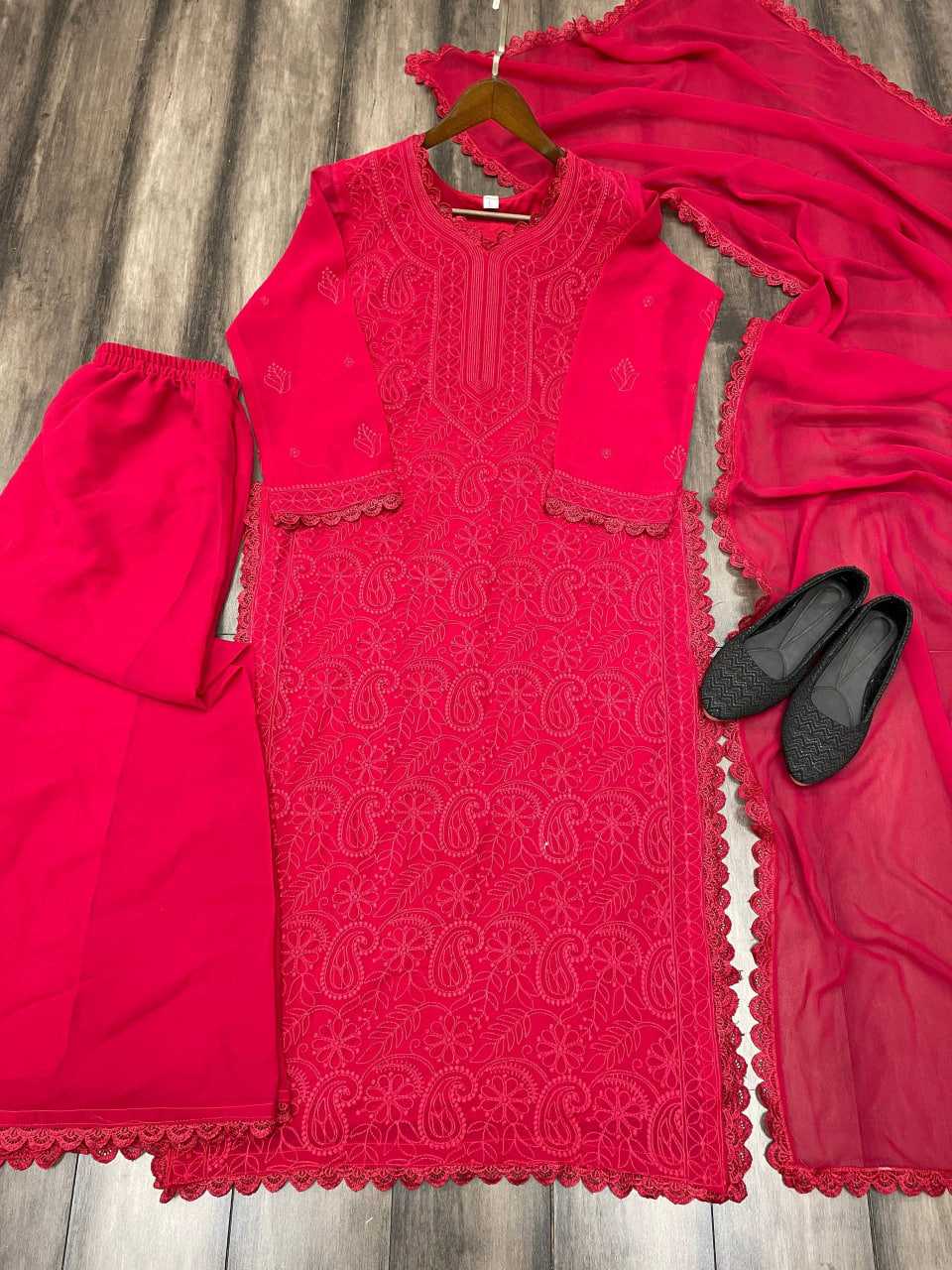 Ynf Faux Georgette RIN110 170 Suits & Dresses Wedding Collections Festive Collections Wholesale Embroidery Suits Palazzo Suit Georgette Suit Manufacturer