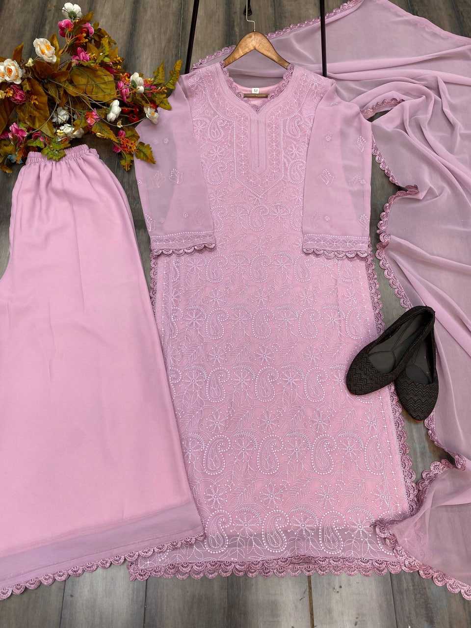 Ynf Faux Georgette RIN110 170 Suits & Dresses Wedding Collections Festive Collections Wholesale Embroidery Suits Palazzo Suit Georgette Suit Manufacturer