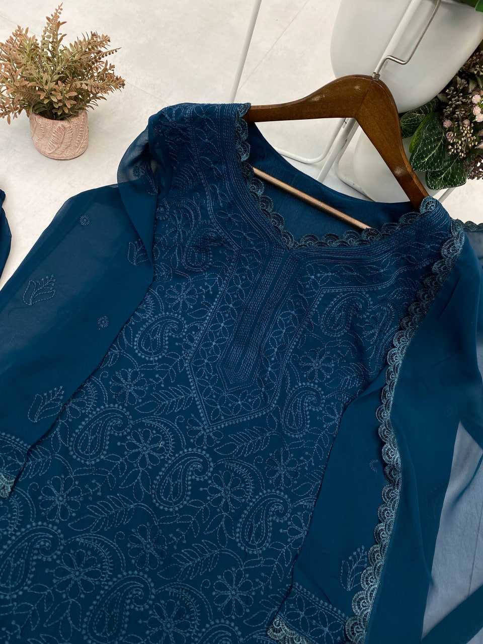 Ynf Faux Georgette RIN110 170 Suits & Dresses Wedding Collections Festive Collections Wholesale Embroidery Suits Palazzo Suit Georgette Suit Manufacturer