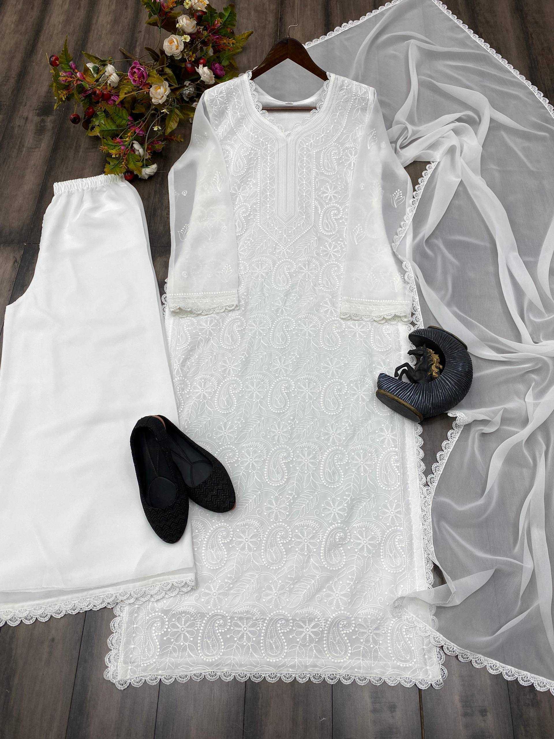 Ynf Faux Georgette RIN110 170 Suits & Dresses Wedding Collections Festive Collections Wholesale Embroidery Suits Palazzo Suit Georgette Suit Manufacturer
