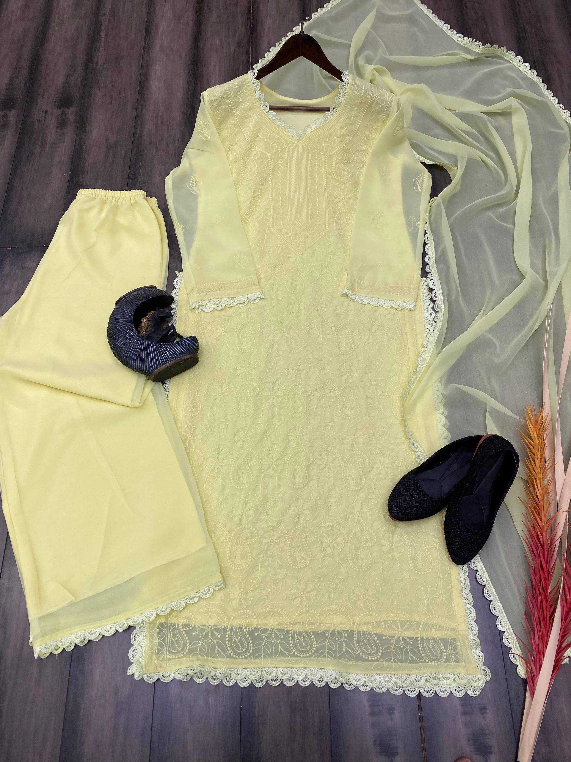 Ynf Faux Georgette RIN110 170 Suits & Dresses Wedding Collections Festive Collections Wholesale Embroidery Suits Palazzo Suit Georgette Suit Manufacturer