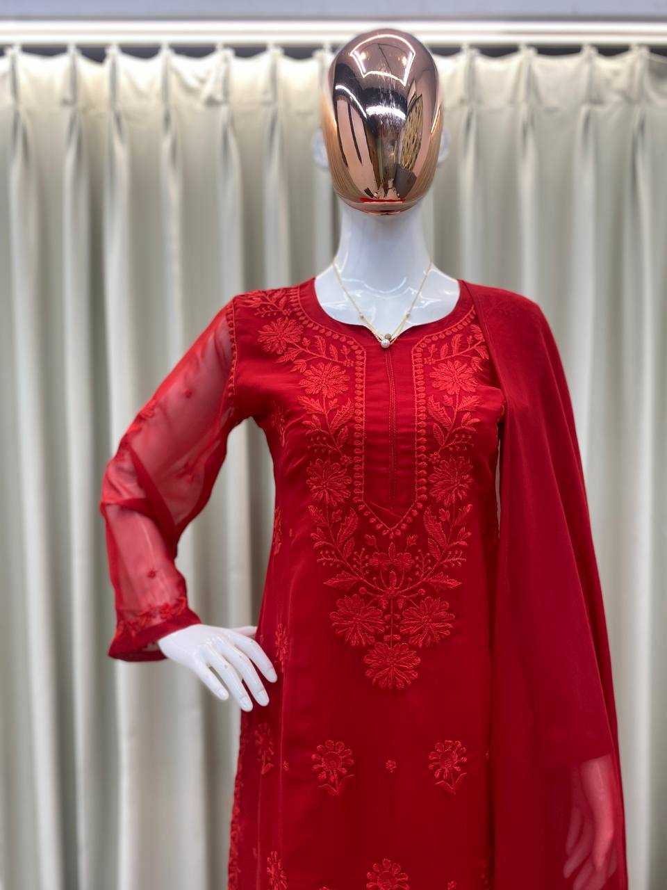 Ynf Faux Georgette RIN110 370 Suits & Dresses Wedding Collections Festive Collections Wholesale Embroidery Suits Palazzo Suit Georgette Suit Manufacturer