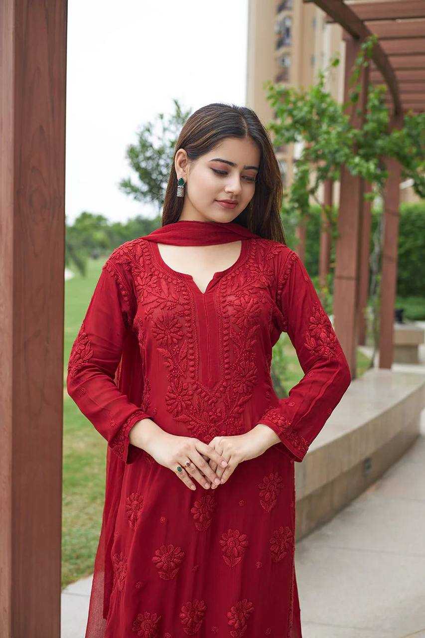 Ynf Faux Georgette RIN110 370 Suits & Dresses Wedding Collections Festive Collections Wholesale Embroidery Suits Palazzo Suit Georgette Suit Manufacturer