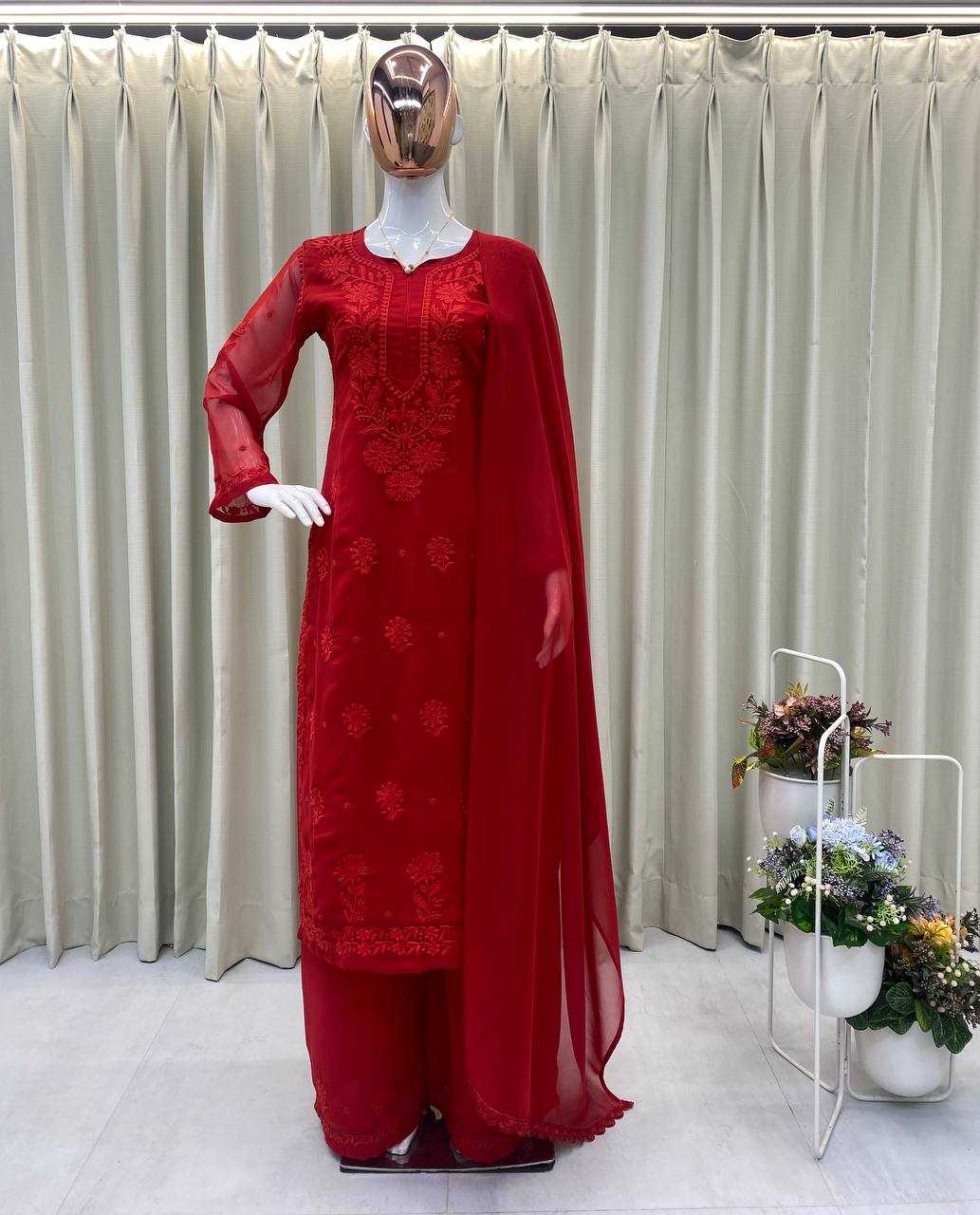 Ynf Faux Georgette RIN110 370 Suits & Dresses Wedding Collections Festive Collections Wholesale Embroidery Suits Palazzo Suit Georgette Suit Manufacturer