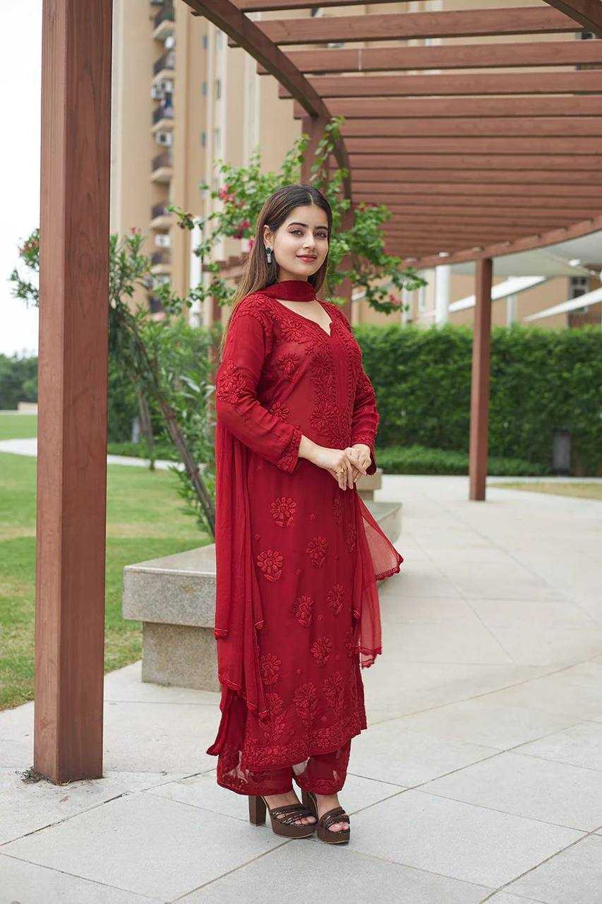 Ynf Faux Georgette RIN110 370 Suits & Dresses Wedding Collections Festive Collections Wholesale Embroidery Suits Palazzo Suit Georgette Suit Manufacturer