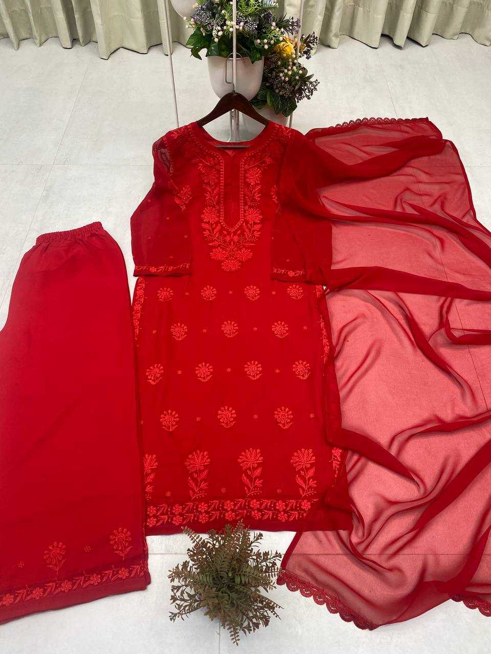 Ynf Faux Georgette RIN110 370 Suits & Dresses Wedding Collections Festive Collections Wholesale Embroidery Suits Palazzo Suit Georgette Suit Manufacturer