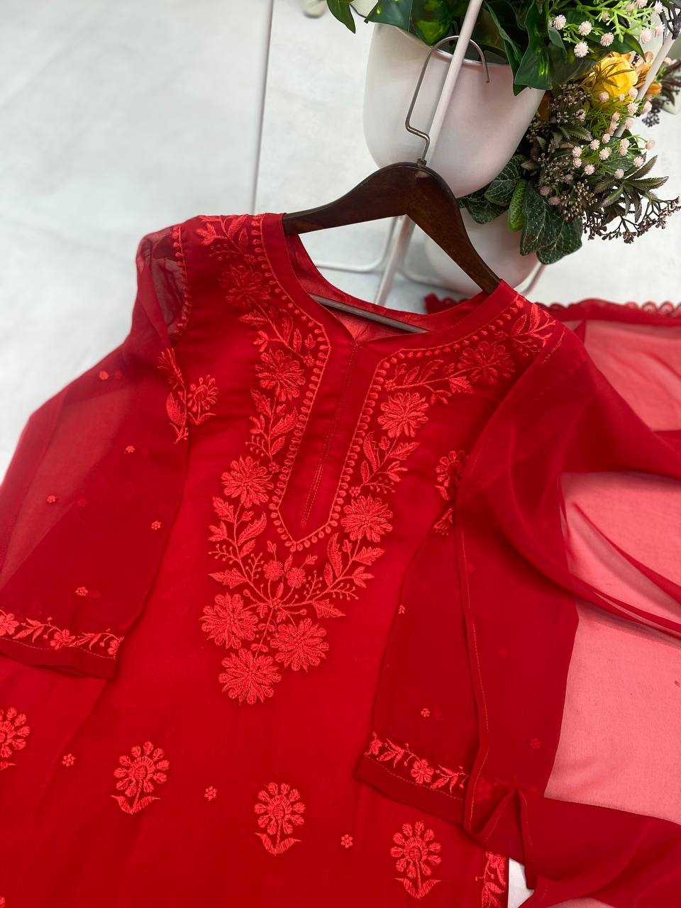 Ynf Faux Georgette RIN110 370 Suits & Dresses Wedding Collections Festive Collections Wholesale Embroidery Suits Palazzo Suit Georgette Suit Manufacturer