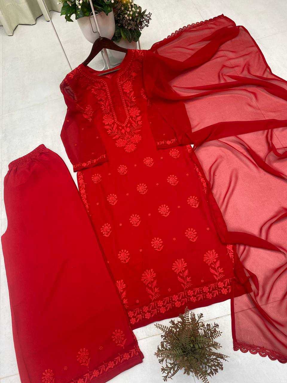 Ynf Faux Georgette RIN110 370 Suits & Dresses Wedding Collections Festive Collections Wholesale Embroidery Suits Palazzo Suit Georgette Suit Manufacturer
