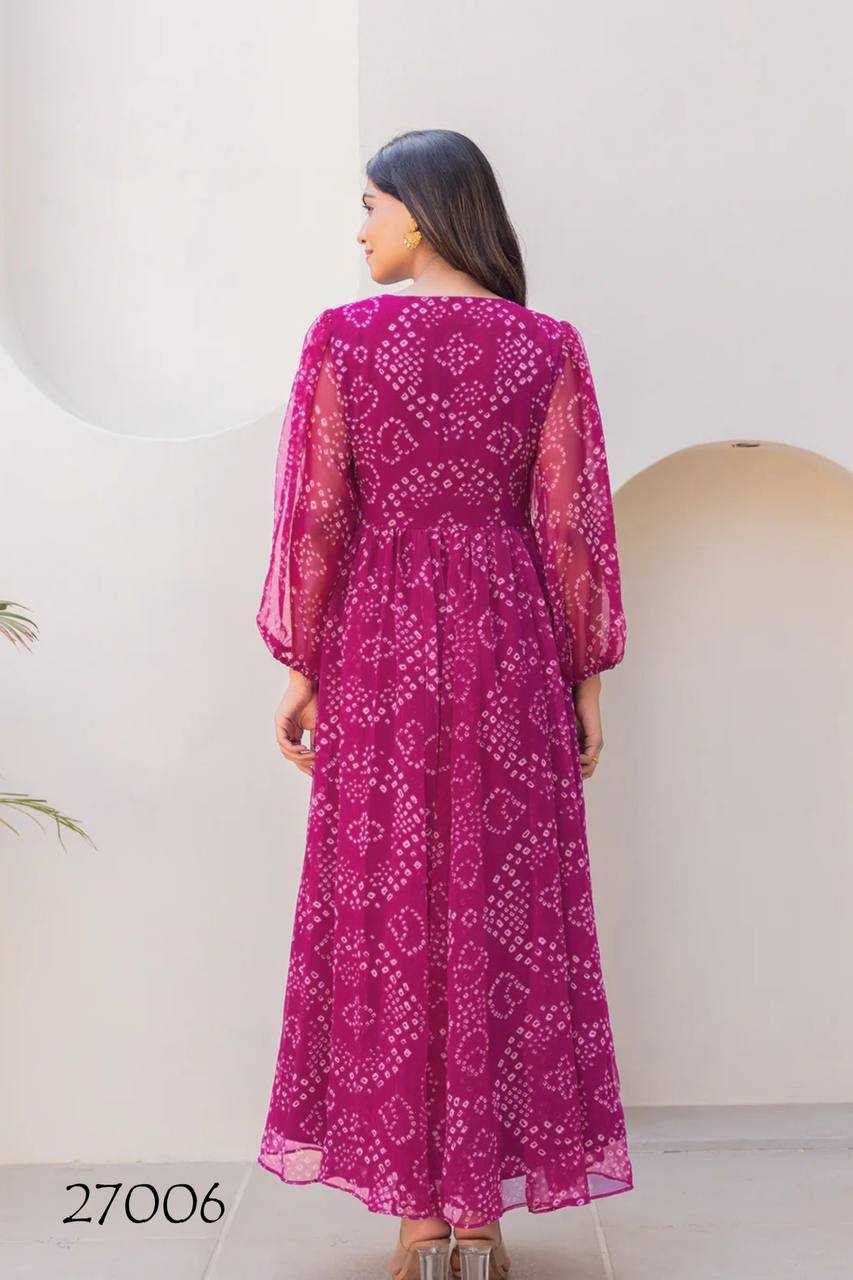 Ynf Faux Georgette RIN131 27001 Gowns Plus Size Collections Wholesale Printed Gowns Fancy Gowns Sleeveless Gowns Manufacturer