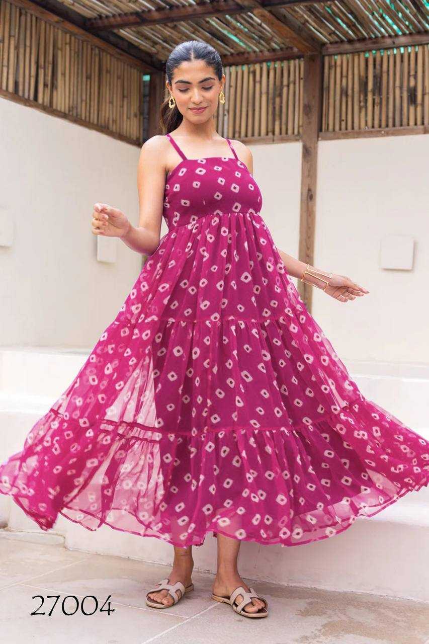 Ynf Faux Georgette RIN131 27001 Gowns Plus Size Collections Wholesale Printed Gowns Fancy Gowns Sleeveless Gowns Manufacturer