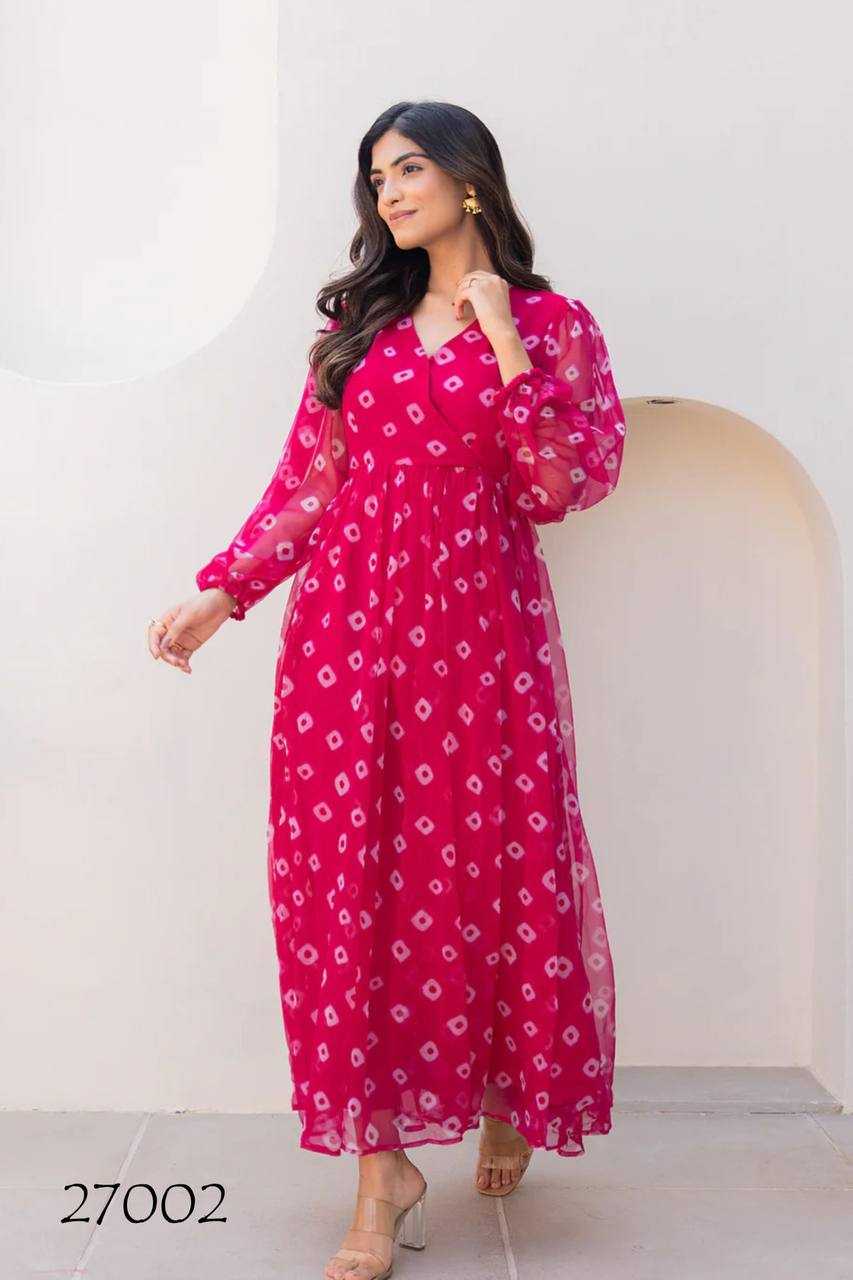 Ynf Faux Georgette RIN131 27001 Gowns Plus Size Collections Wholesale Printed Gowns Fancy Gowns Sleeveless Gowns Manufacturer
