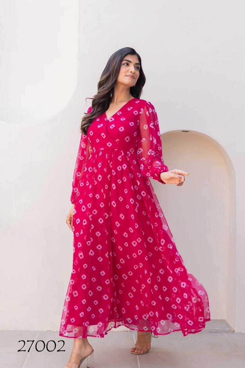 Ynf Faux Georgette RIN131 27001 Gowns Plus Size Collections Wholesale Printed Gowns Fancy Gowns Sleeveless Gowns Manufacturer