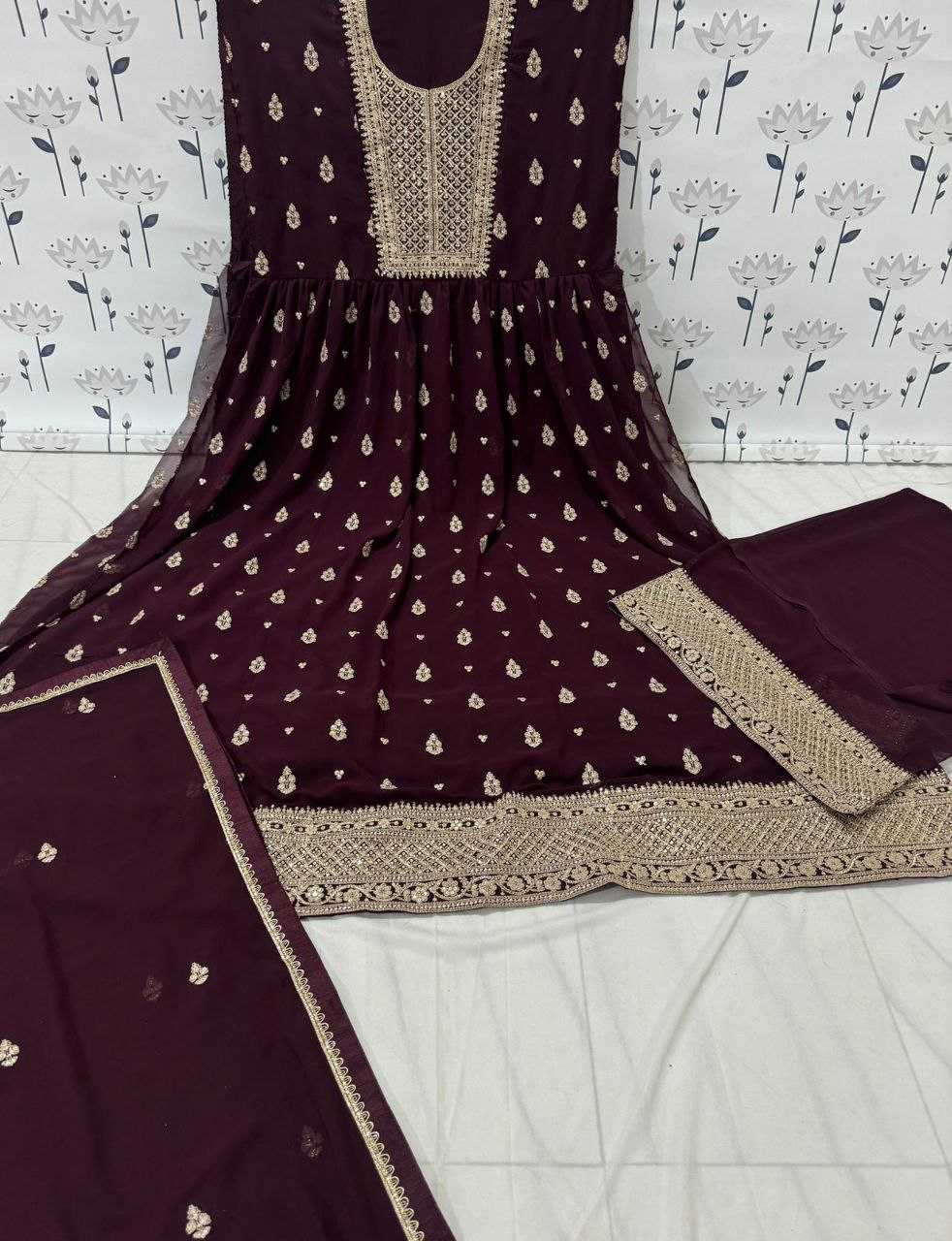 Ynf Faux Georgette RIN131 5298 Gowns Wholesale Embroidery Gowns Anarkali Gown Long Gowns Sequin Gowns Manufacturer