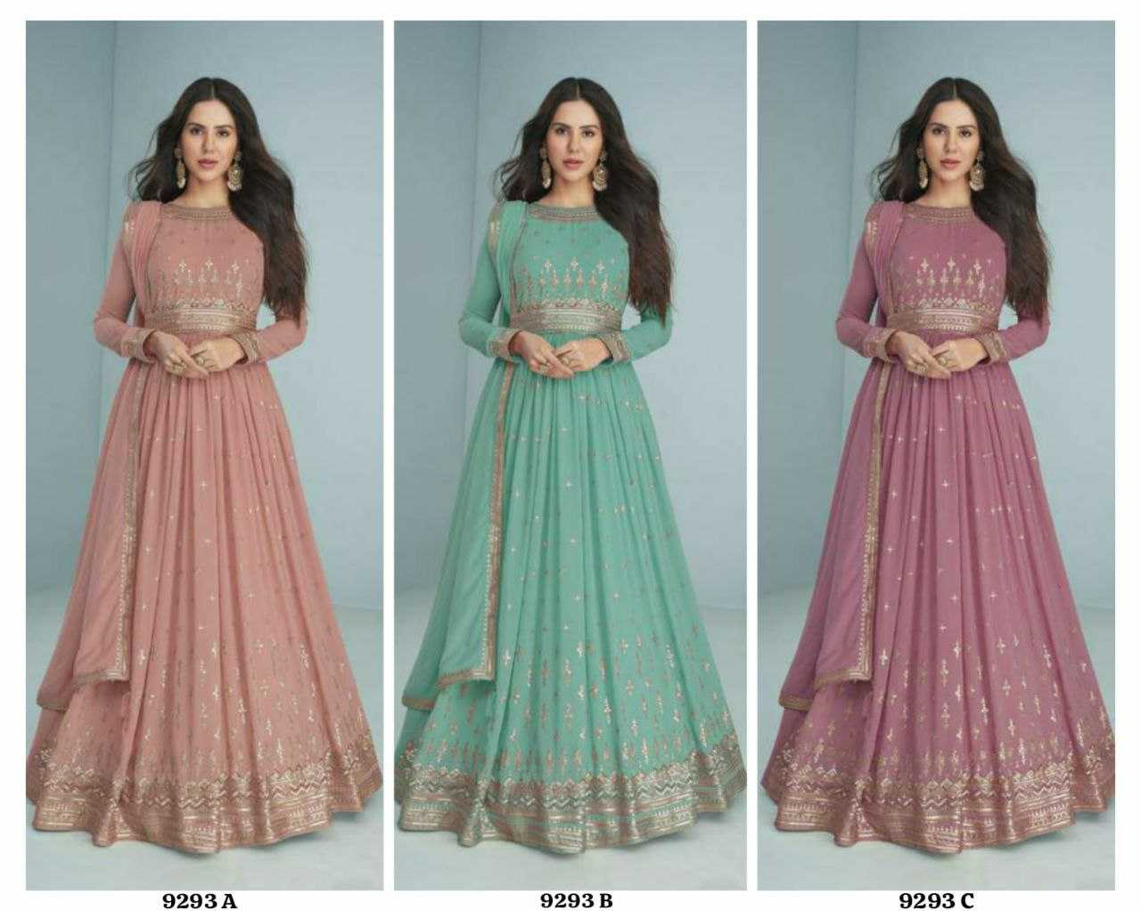 Ynf Faux Georgette RIN131 9293 Gowns Wholesale Fancy Gowns Embroidery Gowns Anarkali Gown Long Gowns Full Sleeve Gowns Sequin Gowns Manufacturer