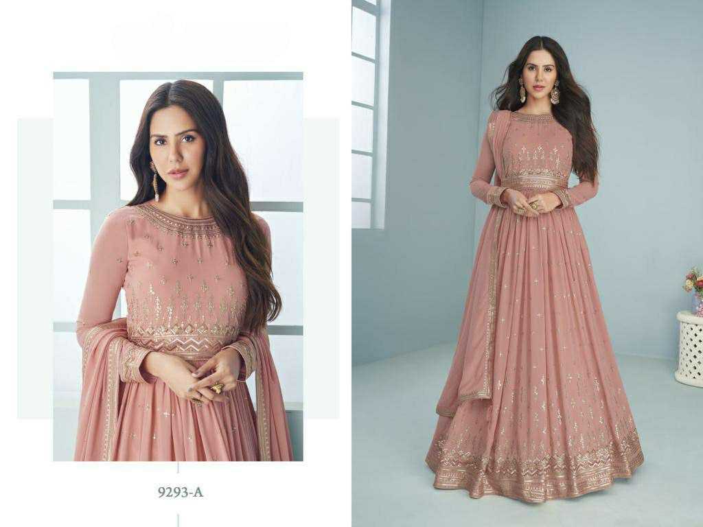Ynf Faux Georgette RIN131 9293 Gowns Wholesale Fancy Gowns Embroidery Gowns Anarkali Gown Long Gowns Full Sleeve Gowns Sequin Gowns Manufacturer