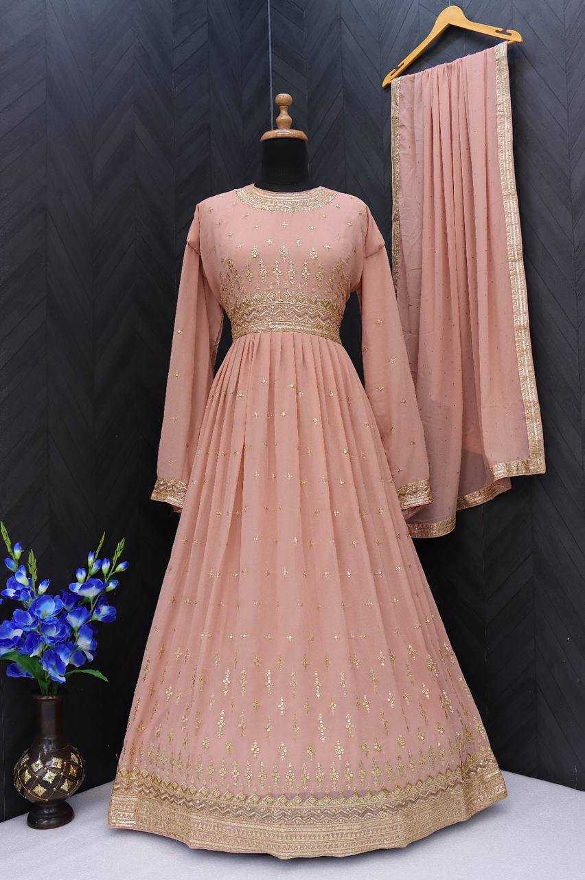 Ynf Faux Georgette RIN131 9293 Gowns Wholesale Fancy Gowns Embroidery Gowns Anarkali Gown Long Gowns Full Sleeve Gowns Sequin Gowns Manufacturer