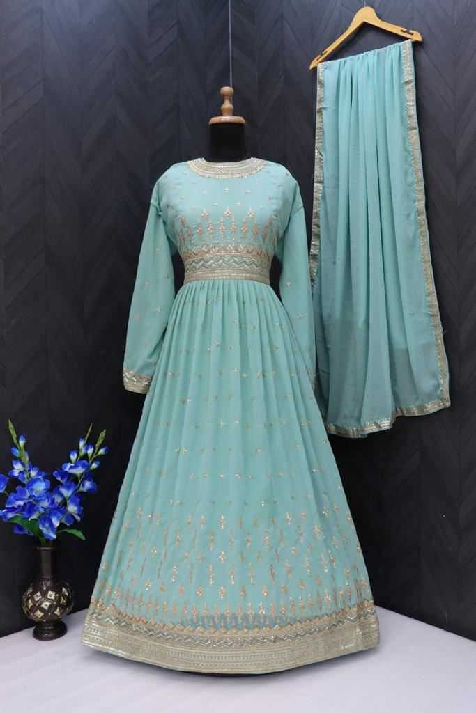 Ynf Faux Georgette RIN131 9293 Gowns Wholesale Fancy Gowns Embroidery Gowns Anarkali Gown Long Gowns Full Sleeve Gowns Sequin Gowns Manufacturer