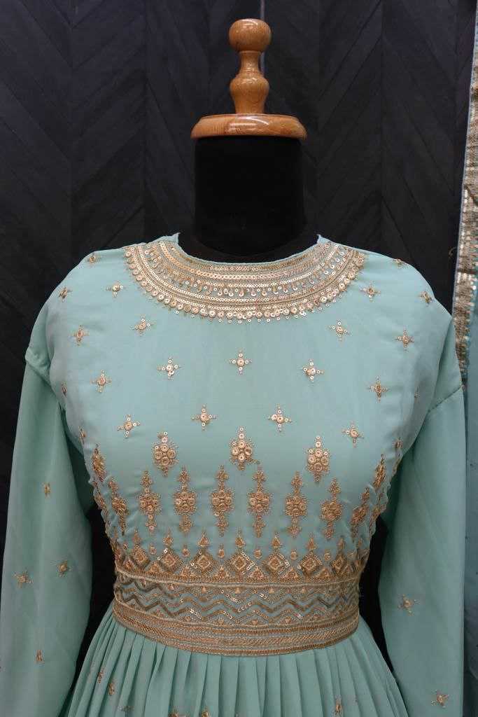 Ynf Faux Georgette RIN131 9293 Gowns Wholesale Fancy Gowns Embroidery Gowns Anarkali Gown Long Gowns Full Sleeve Gowns Sequin Gowns Manufacturer