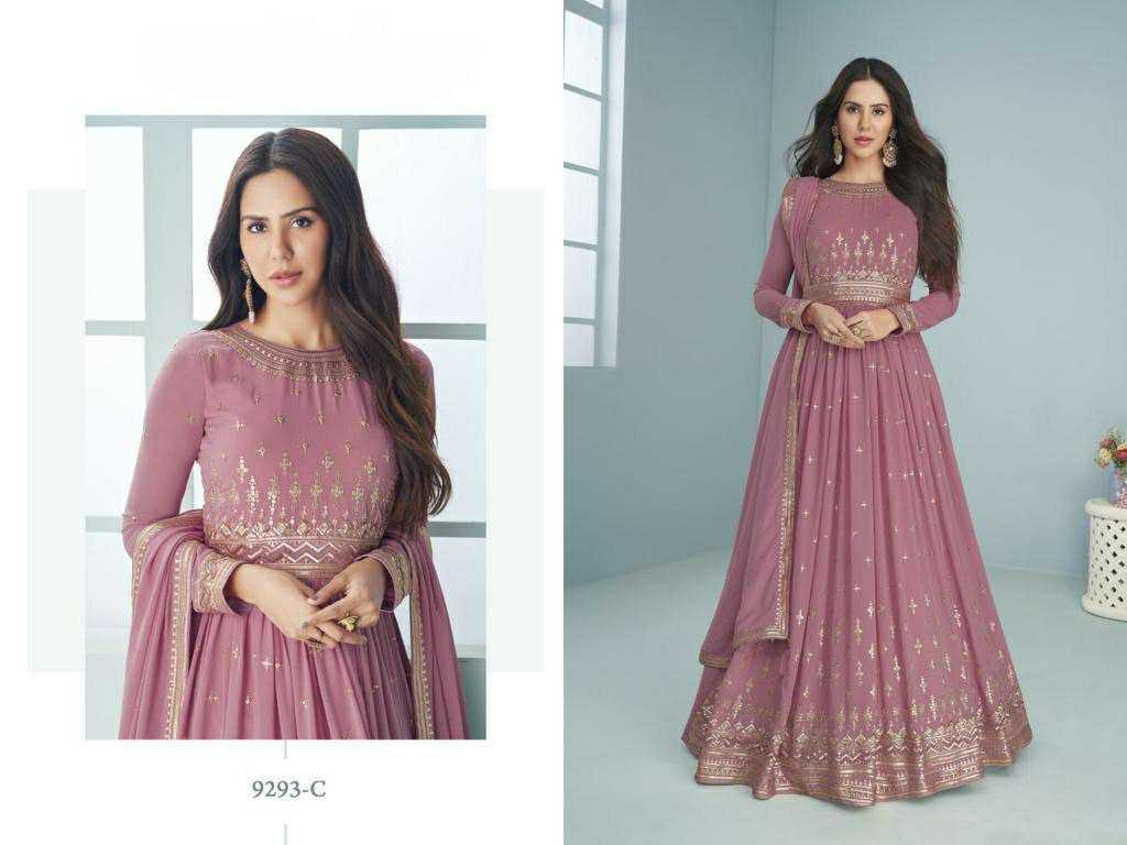 Ynf Faux Georgette RIN131 9293 Gowns Wholesale Fancy Gowns Embroidery Gowns Anarkali Gown Long Gowns Full Sleeve Gowns Sequin Gowns Manufacturer