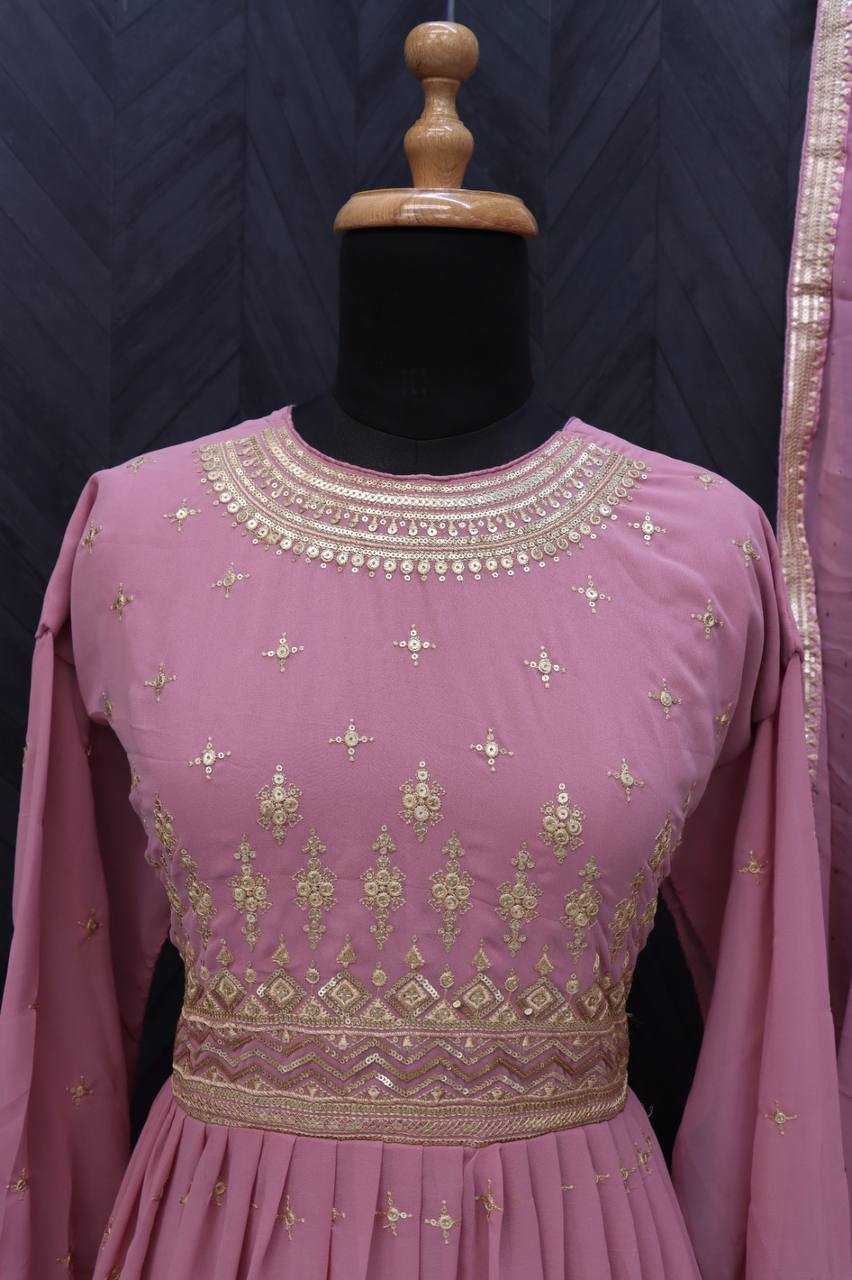 Ynf Faux Georgette RIN131 9293 Gowns Wholesale Fancy Gowns Embroidery Gowns Anarkali Gown Long Gowns Full Sleeve Gowns Sequin Gowns Manufacturer