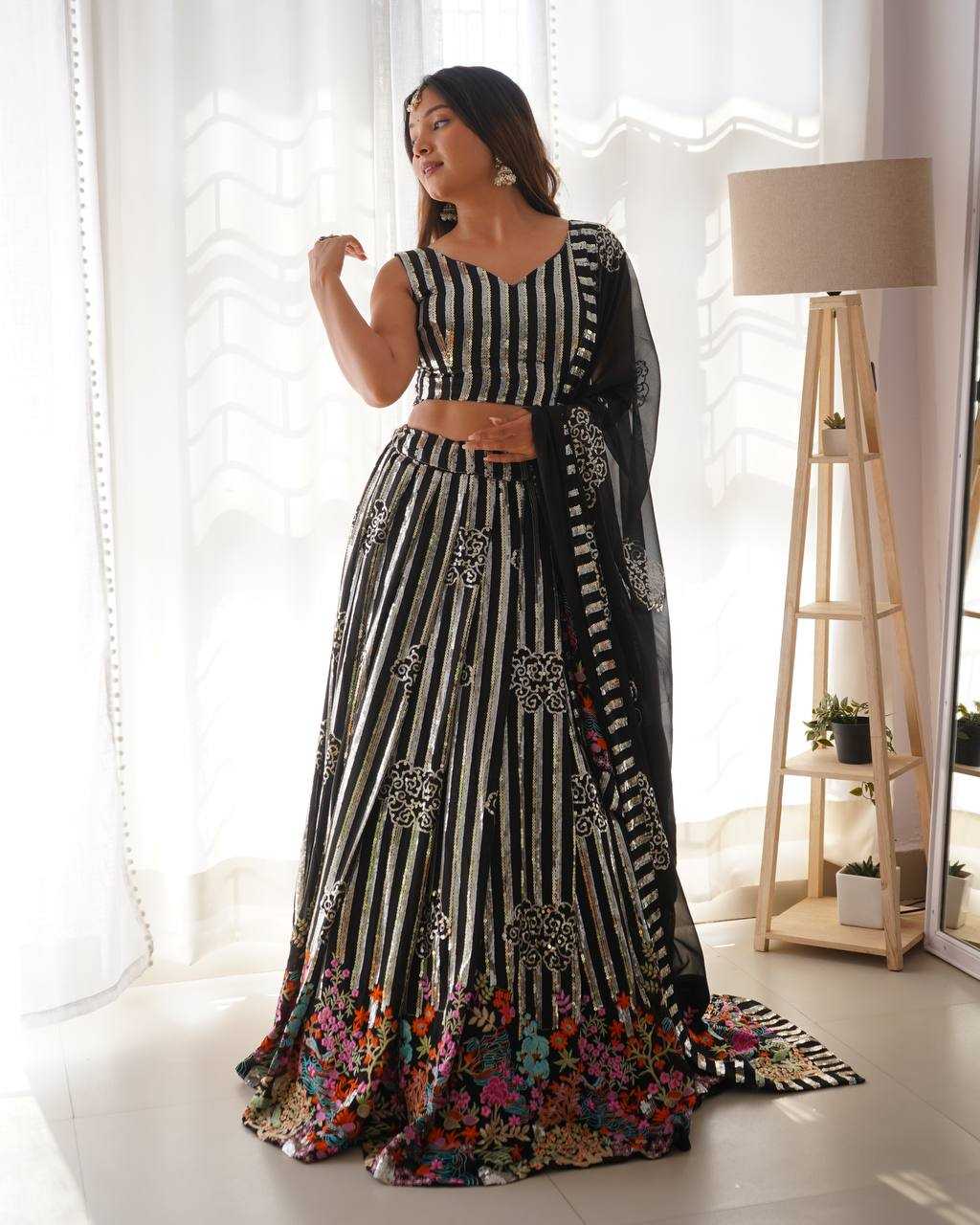 Ynf Faux Georgette RIN133 35 Lehengas Wholesale Fancy Lehenga Lehenga For Engagement Thread Work Lehenga Sequins Lehenga Manufacturer
